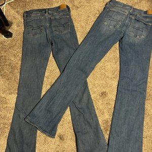 2 Pairs AMERICAN EAGLE 6XLong women's boot cut jeans 35" insean
